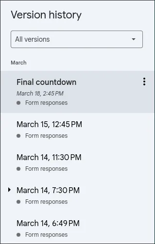 История версий в сервисе Google Docs